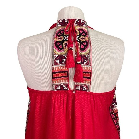 Calypso St Barth Dalbi Dress Womens Sz S Red Beaded Embroidered Tassel Boho Maxi - Picture 11 of 12
